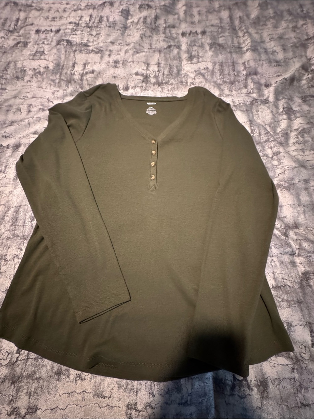 Sonoma Olive Green Long-Sleeve Henley Top